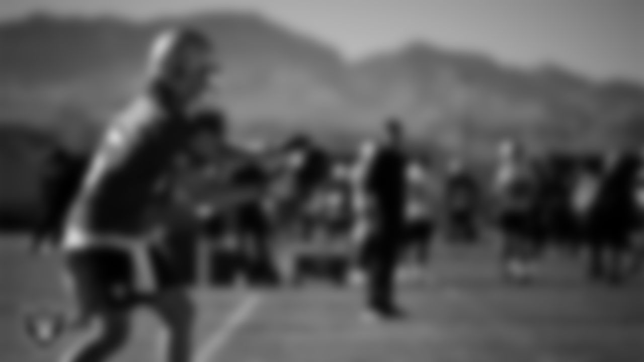 Las Vegas Raiders quarterback Kenny Pickett (15) during practice at Intermountain Health Performance Center.