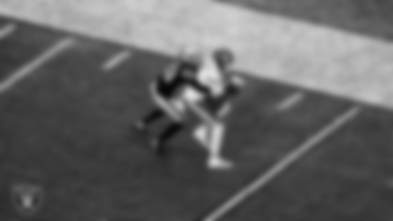 Las Vegas Raiders cornerback Eric Stokes (22) during the regular season home game against the Kansas City Chiefs at Allegiant Stadium.