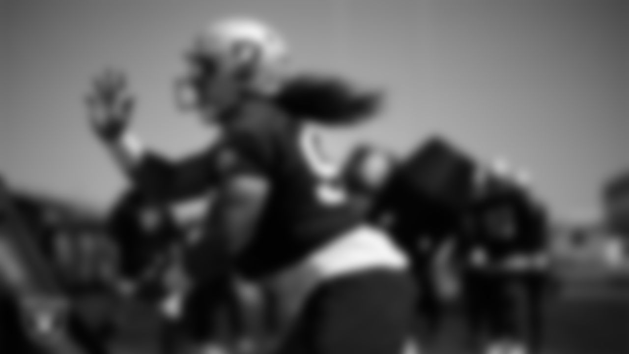 Las Vegas Raiders defensive tackle Leki Fotu (95) on the field for mandatory minicamp at Intermountain Health Performance Center.