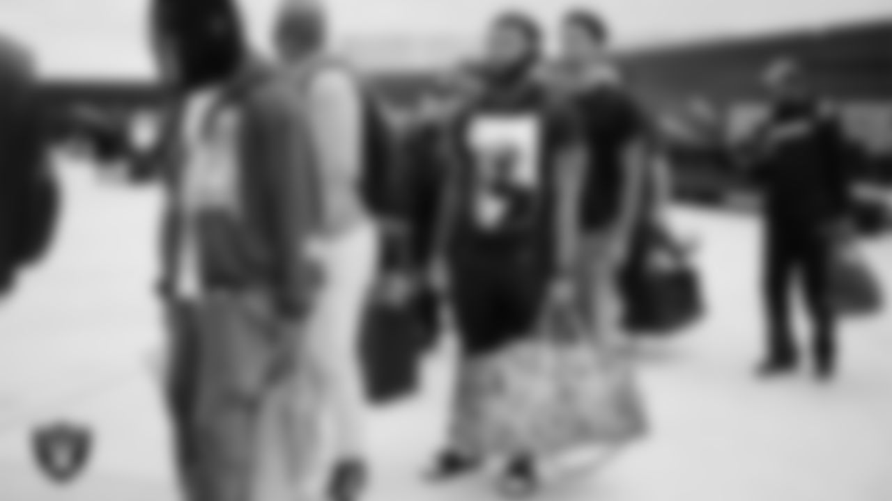 Las Vegas Raiders linebacker Michael Barrett (43) departs for the preseason away game against the Arizona Cardinals.