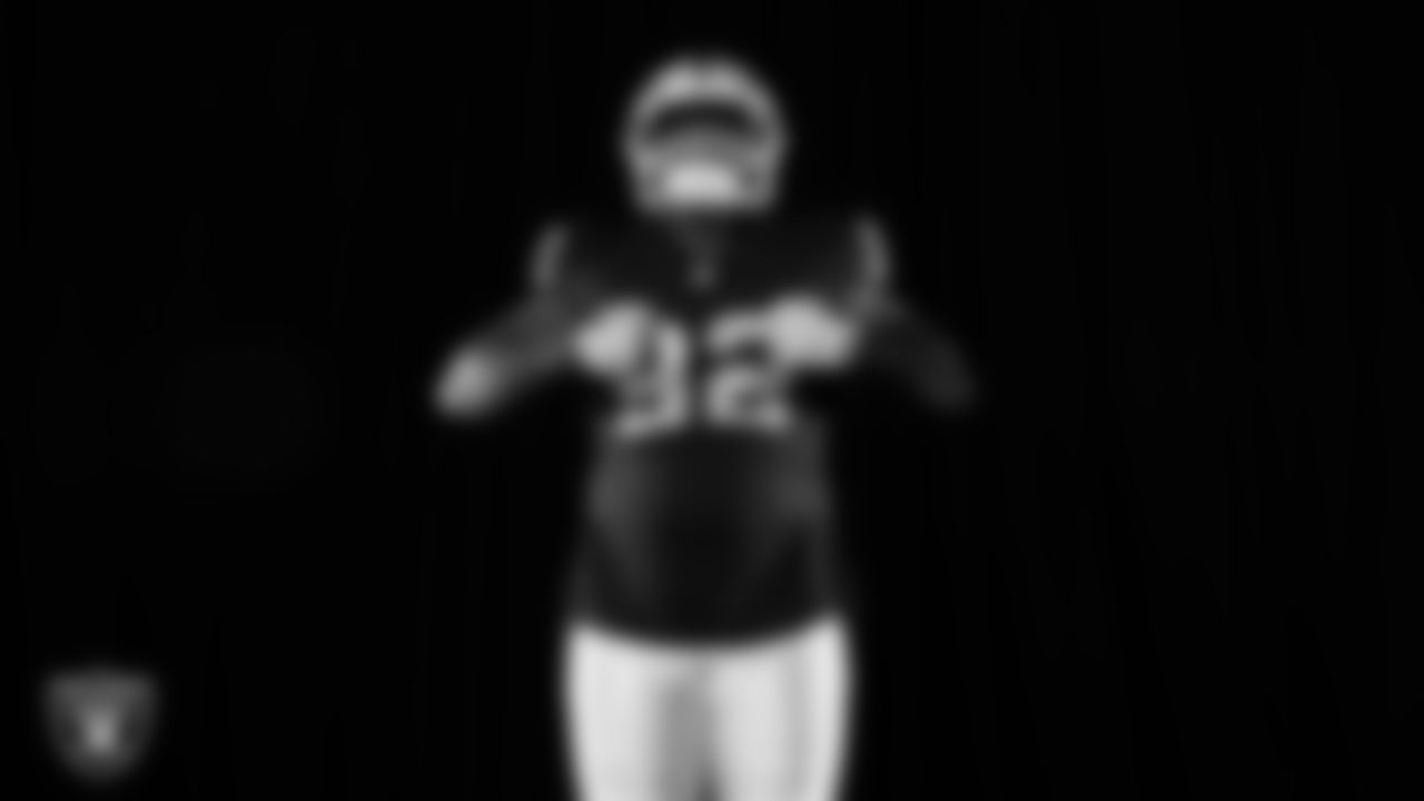Las Vegas Raiders defensive tackle JJ Pegues (92) poses for a photo at the 2025 Raiders Media Day.