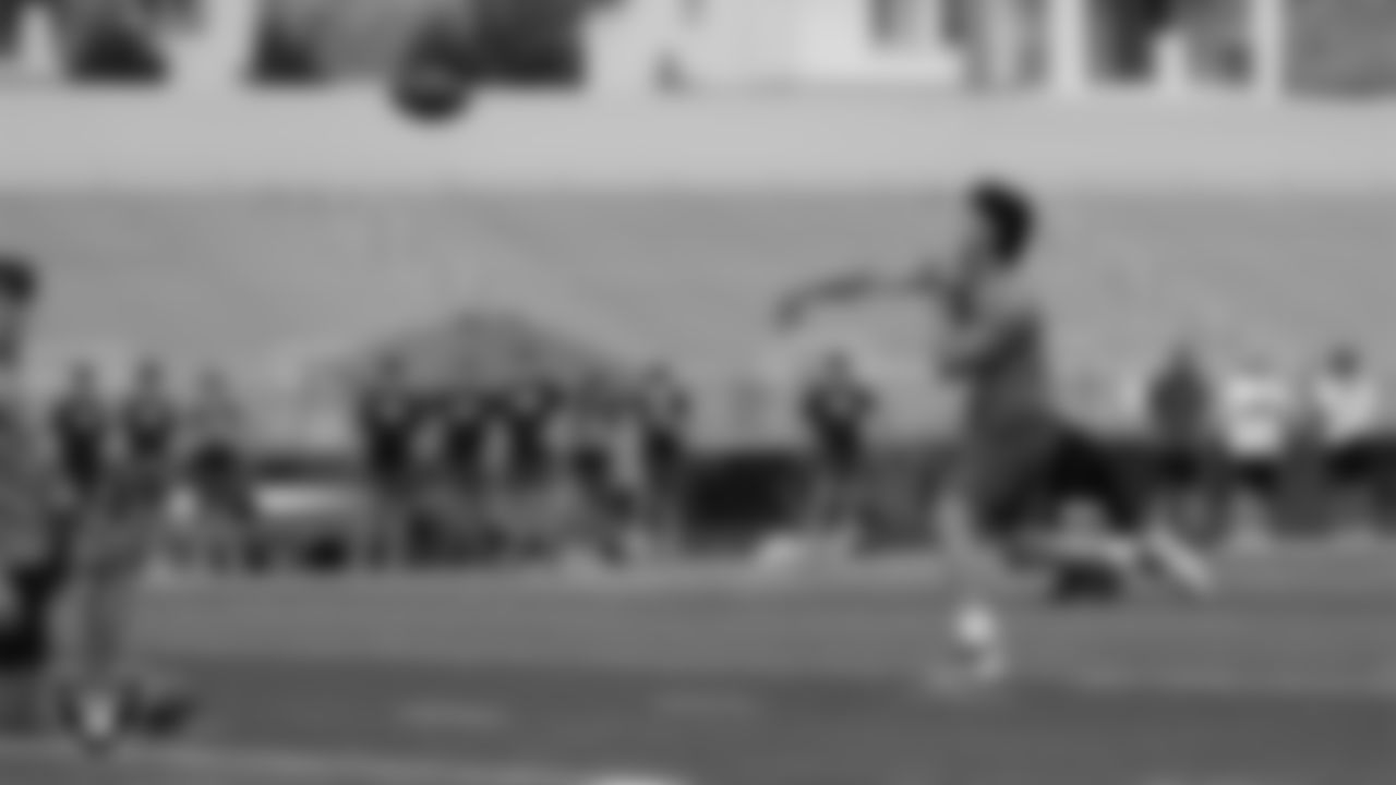 Athletes compete in a 7-on-7 game during a Las Vegas Raiders 11-ON event at Damonte Ranch High School.
