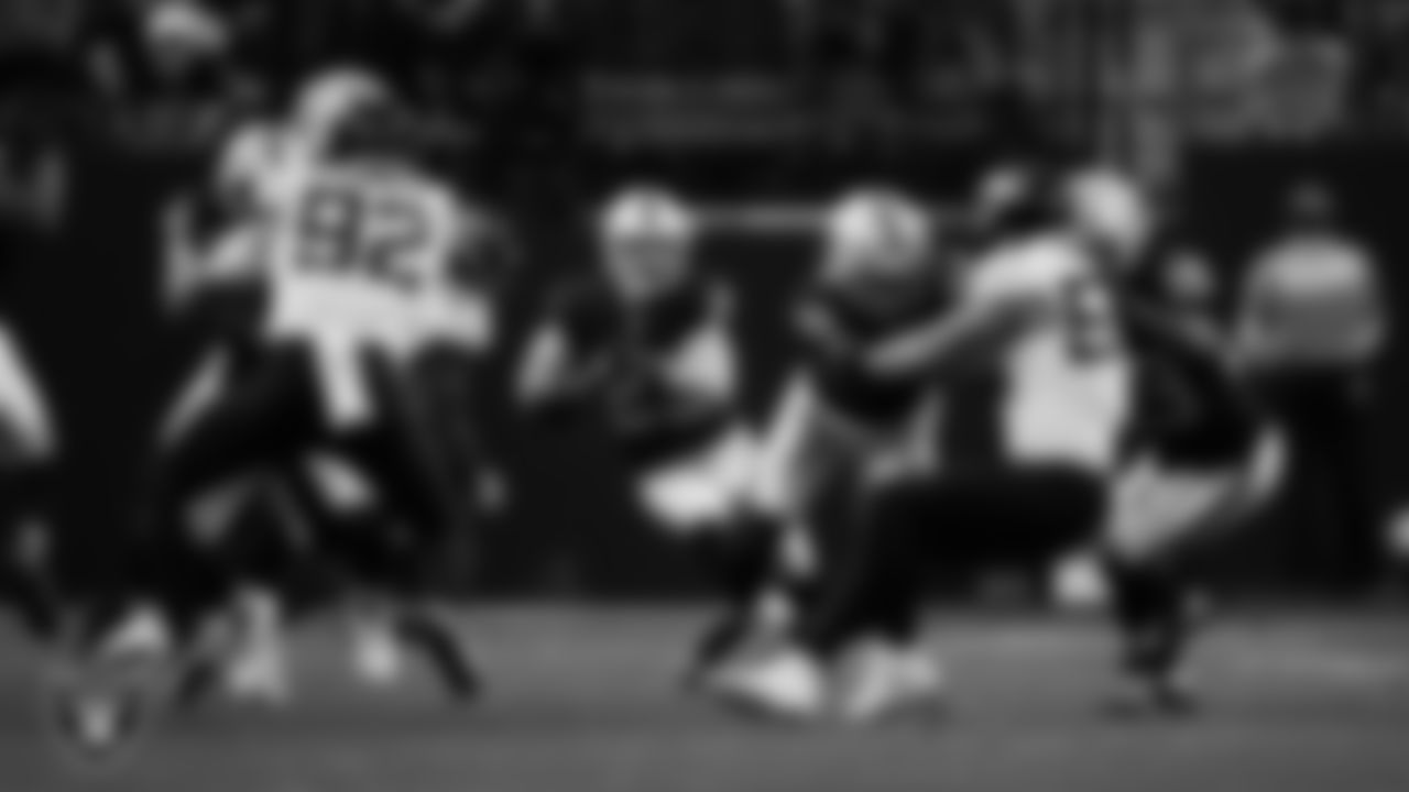 Las Vegas Raiders running back Dylan Laube (23) returns a kickoff during the regular season home game against the Jacksonville Jaguars at Allegiant Stadium.