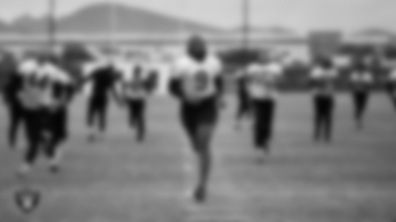 Las Vegas Raiders defensive end Tyree Wilson (9) during practice at Intermountain Health Performance Center.
