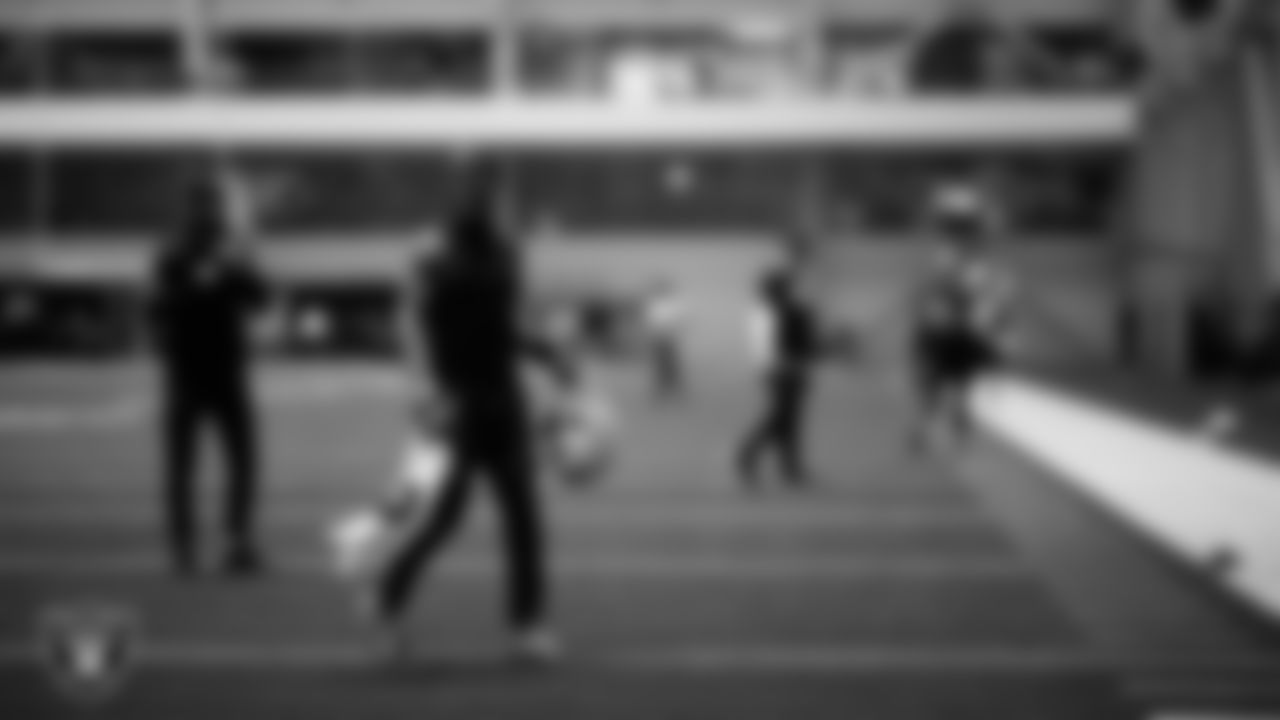 Las Vegas Raiders cornerback Darnay Holmes (30) during practice at Intermountain Health Performance Center.