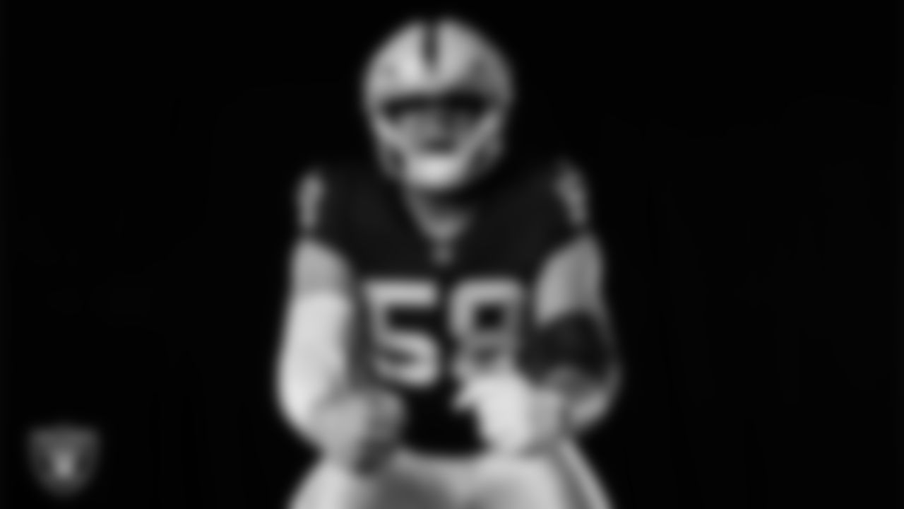 Las Vegas Raiders center/guard Jackson Powers-Johnson (58) poses for a photo at the 2025 Raiders Media Day.