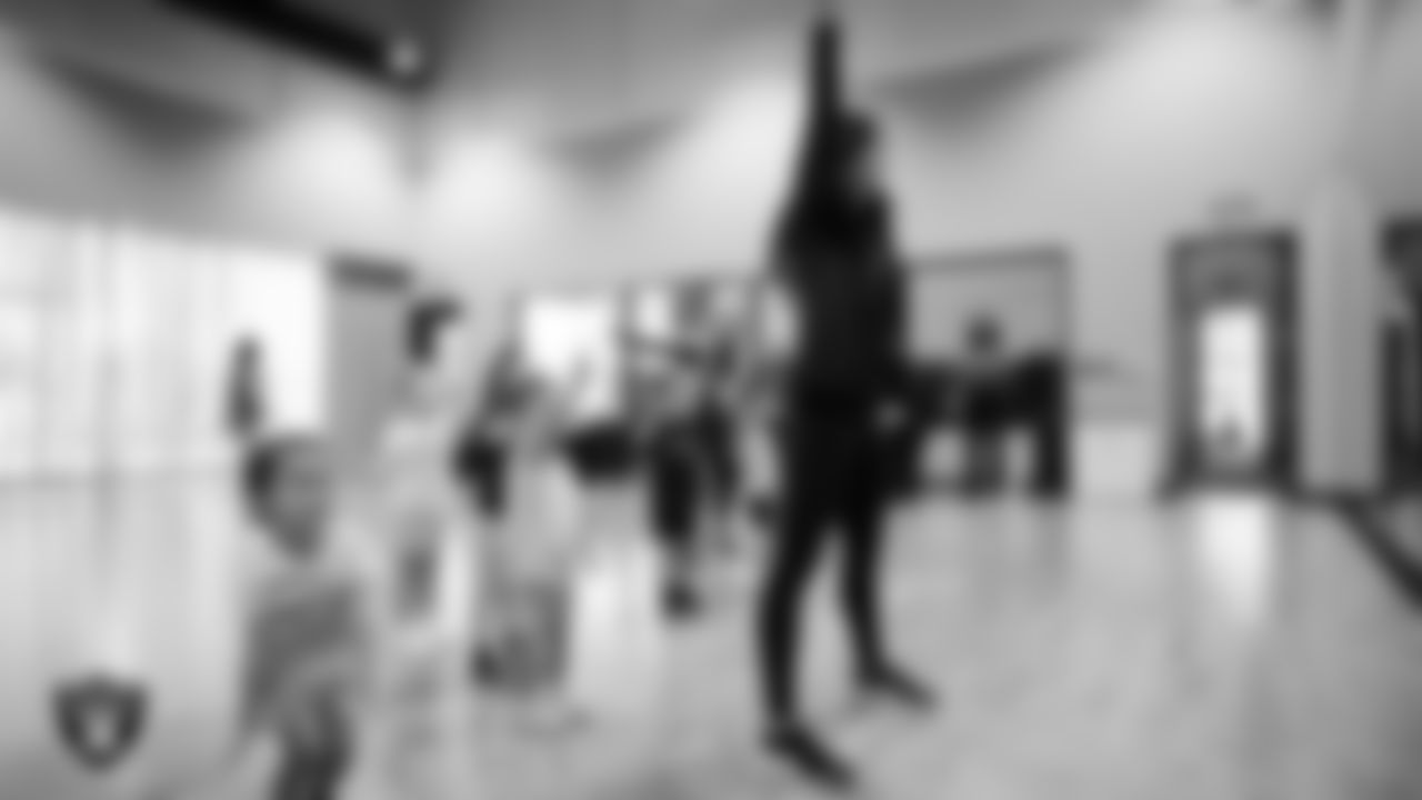Raiderette Maddie with dancers during day one of summer camp at The Studio.