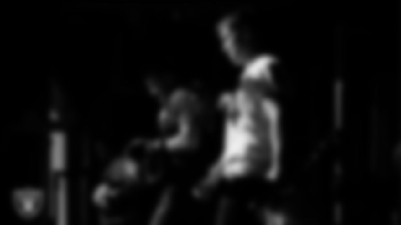Las Vegas Raiders quarterback Aidan O'Connell (12) and tight end Harrison Bryant (84) during practice at Intermountain Health Performance Center.