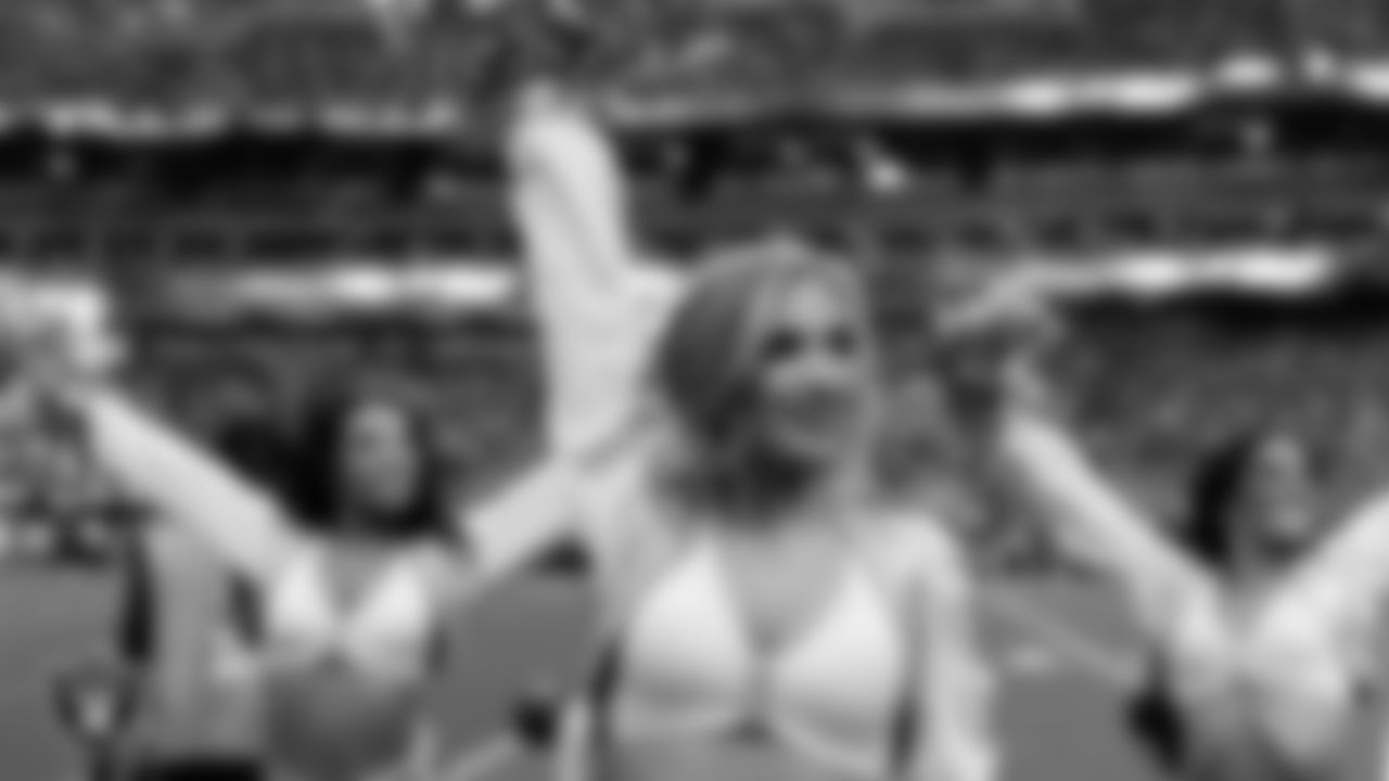 Raiderette Taylor on the sidelines during the regular season home game against the Denver Broncos at Allegiant Stadium.