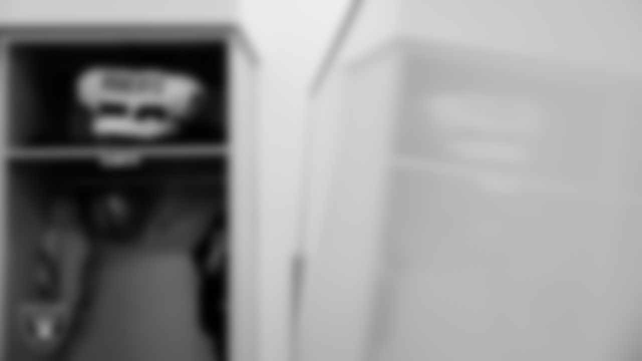 The locker room prior to the Las Vegas Raiders' arrival for their regular season away game against the Los Angeles Chargers at SoFi Stadium.