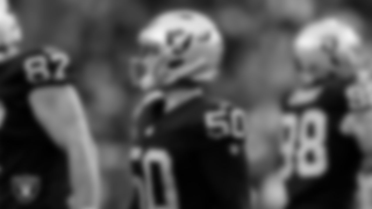 Las Vegas Raiders long snapper Jacob Bobenmoyer (50) during the regular season home game against the Cleveland Browns at Allegiant Stadium.