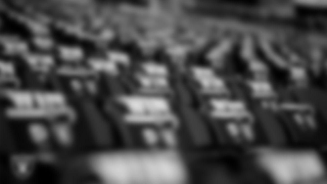 Las Vegas Raiders rally towels around Allegiant Stadium before the regular season home game against the New York Giants.