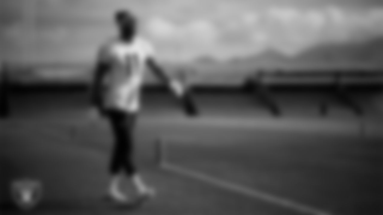 Las Vegas Raiders defensive end Charles Snowden (49) during practice at Intermountain Health Performance Center.