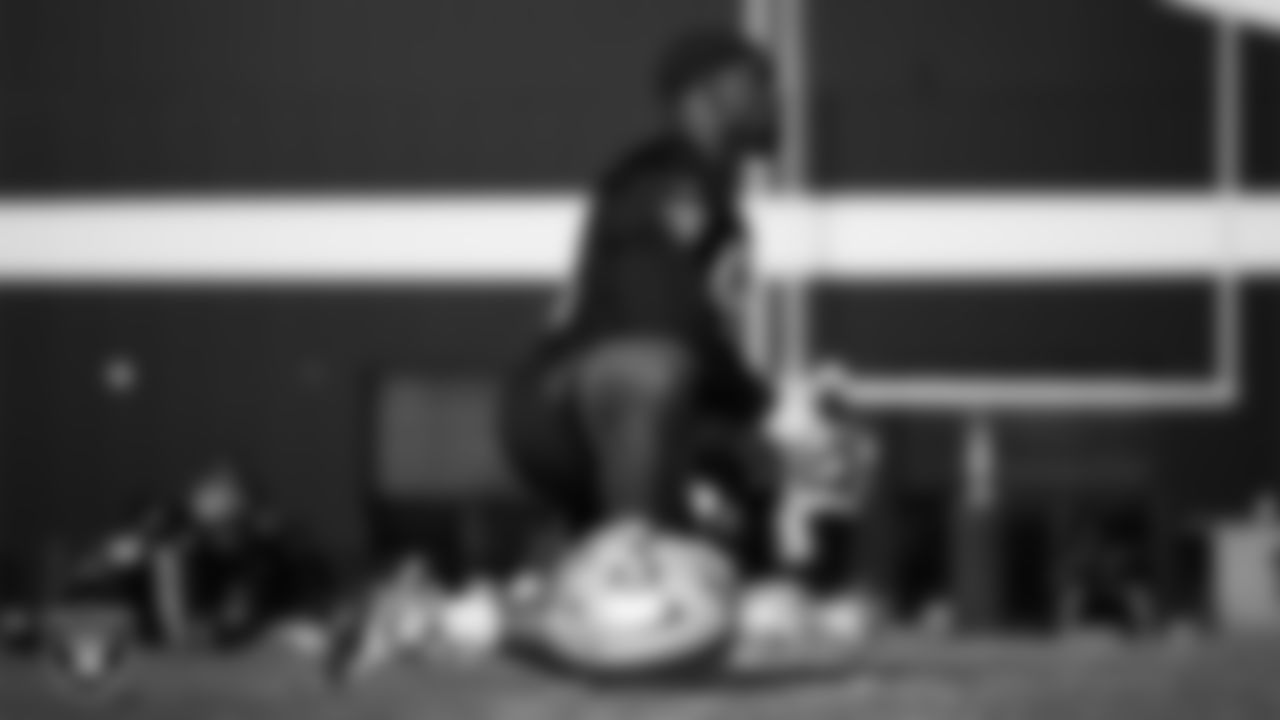 Las Vegas Raiders defensive tackle Thomas Booker IV (99) during practice at Intermountain Health Performance Center.