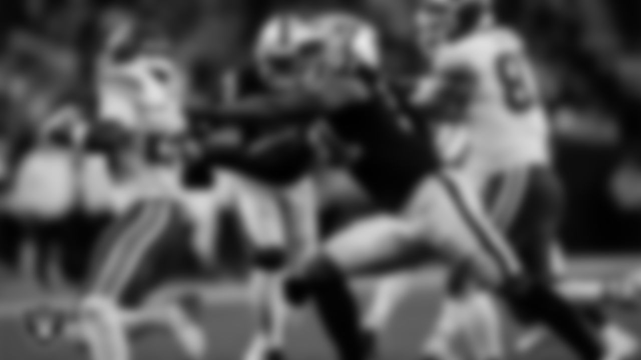 Las Vegas Raiders defensive end Jahfari Harvey (91) during the regular season home game against the Kansas City Chiefs at Allegiant Stadium.