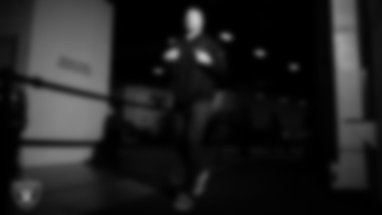 Las Vegas Raiders linebacker Tommy Eichenberg (44) arrives to the regular season away game against the Denver Broncos at Empower Field at Mile High.