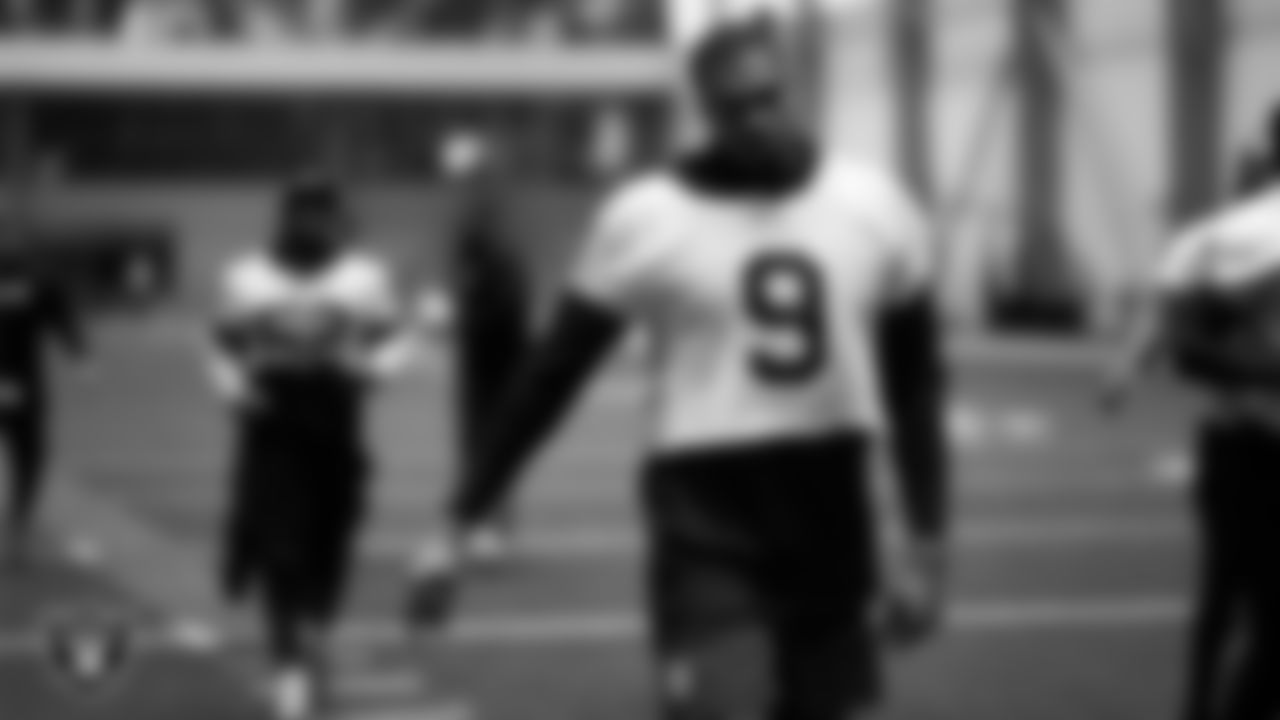 Las Vegas Raiders defensive end Tyree Wilson (9) during practice at Intermountain Health Performance Center.