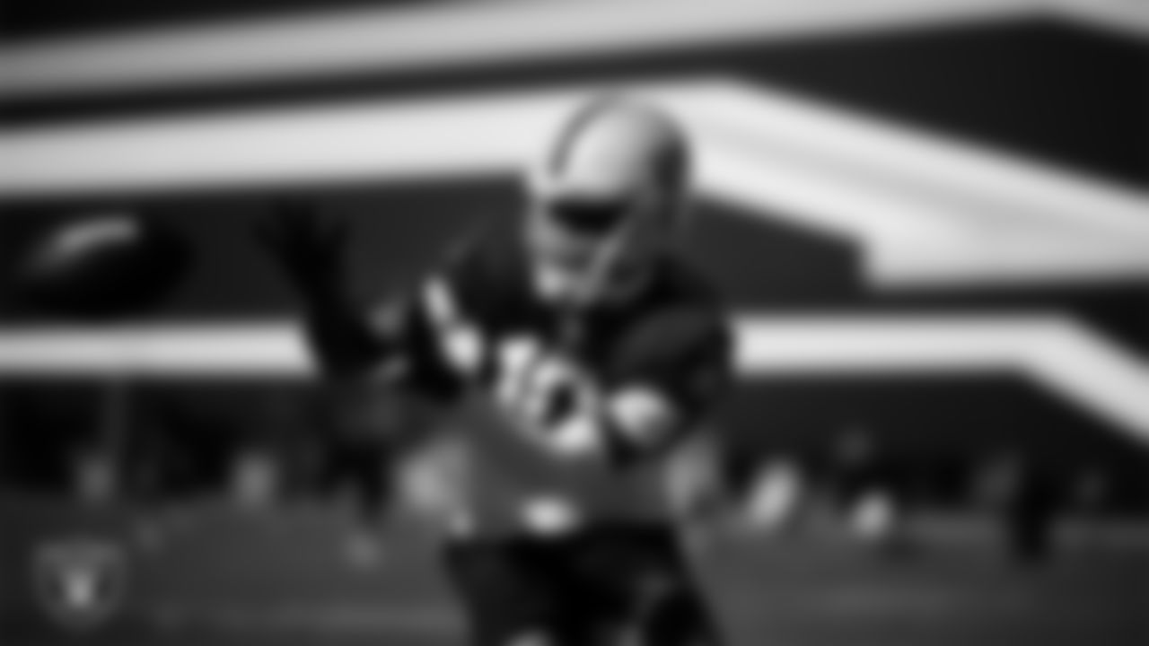 Las Vegas Raiders wide receiver Dont'e Thornton Jr. (10) during practice at Intermountain Health Performance Center.