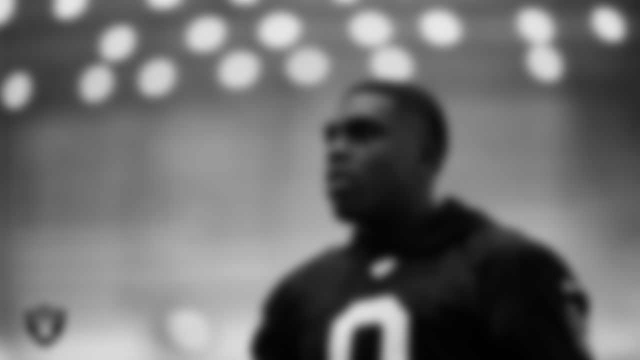 Las Vegas Raiders cornerback Jakorian Bennett (0) during practice at Intermountain Health Performance Center.