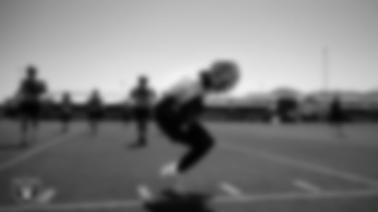 Las Vegas Raiders wide receiver Dont'e Thornton Jr. (10) on the field for mandatory minicamp at Intermountain Health Performance Center.