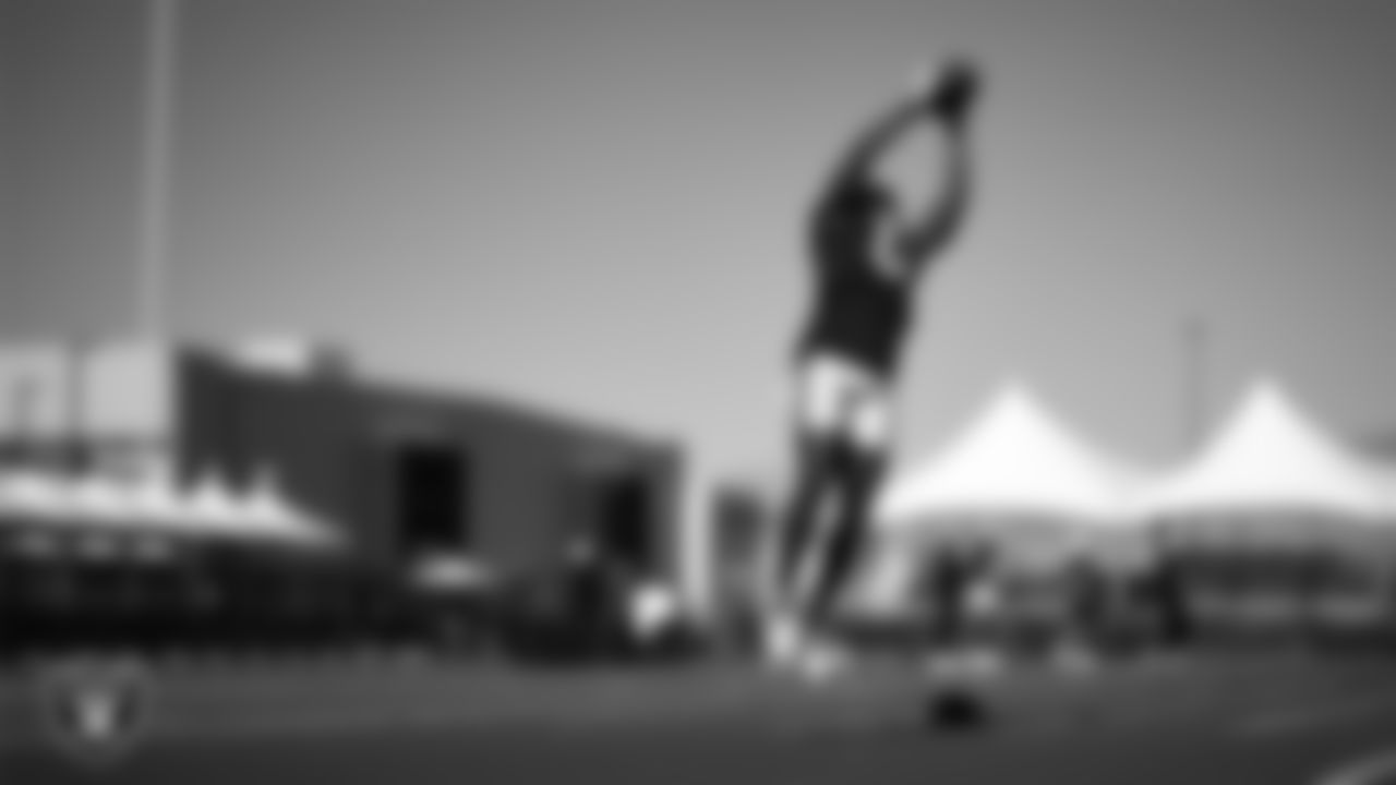 Las Vegas Raiders cornerback Jakorian Bennett (0) on the field for practice at 2025 Training Camp at Intermountain Health Performance Center.