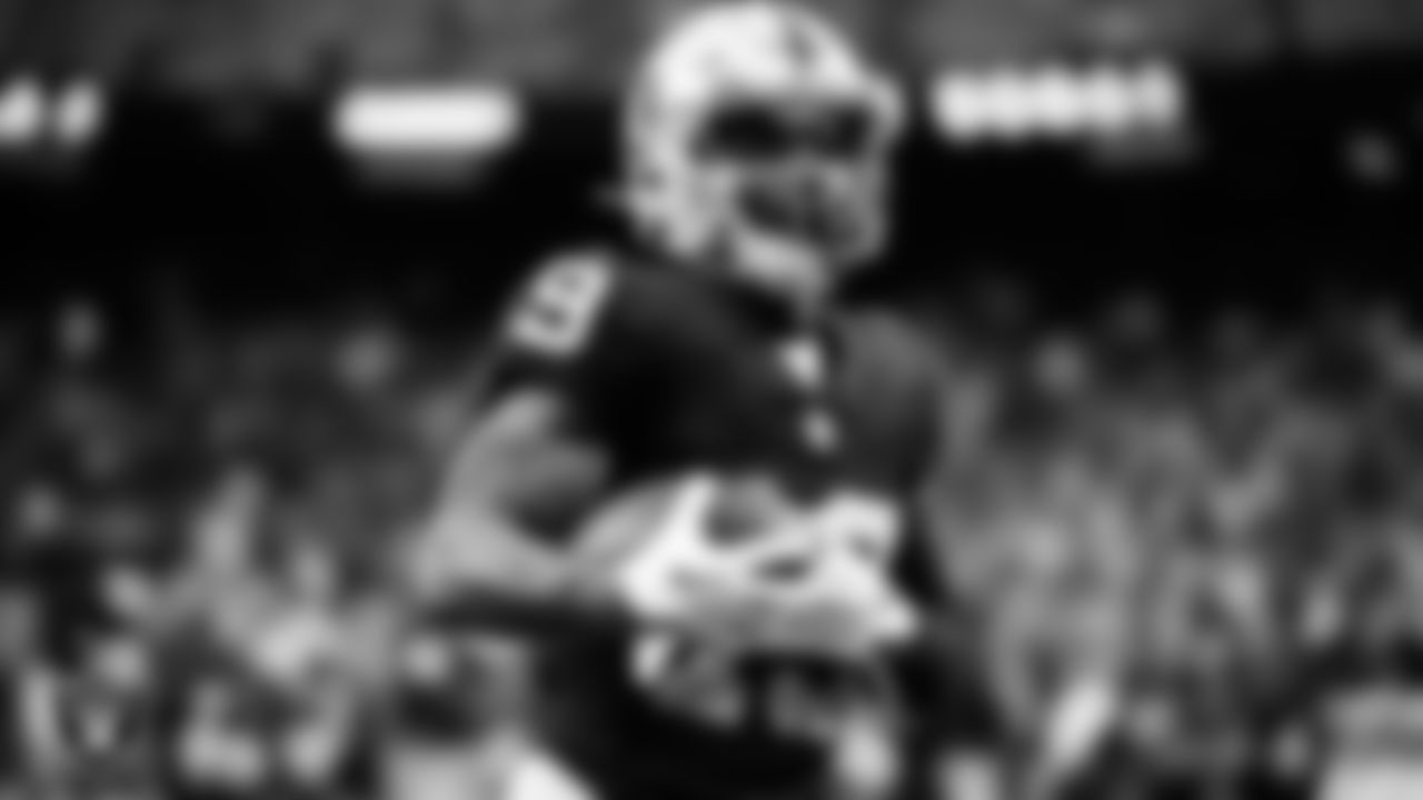 Las Vegas Raiders wide receiver DJ Turner (19) warming up before the regular season home game against the Denver Broncos at Allegiant Stadium.