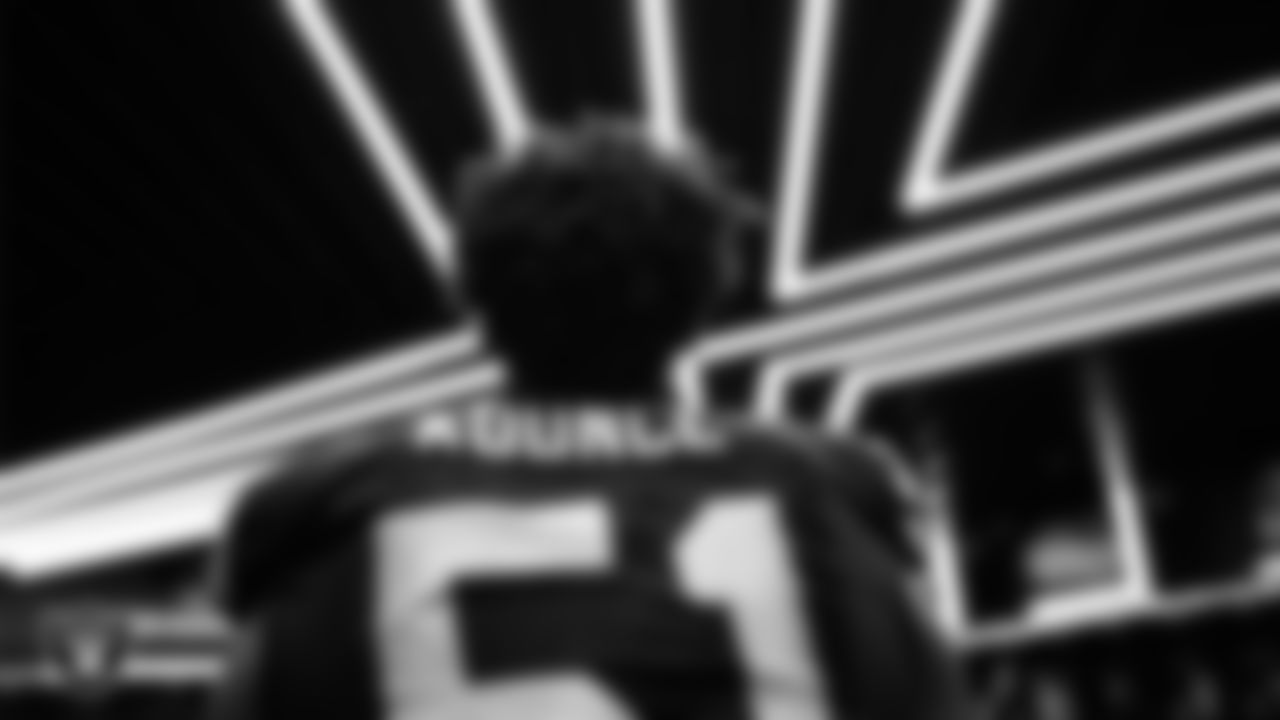 Las Vegas Raiders defensive end Malcolm Koonce (51) in the locker room after the regular season home game against the Tennessee Titans at Allegiant Stadium.