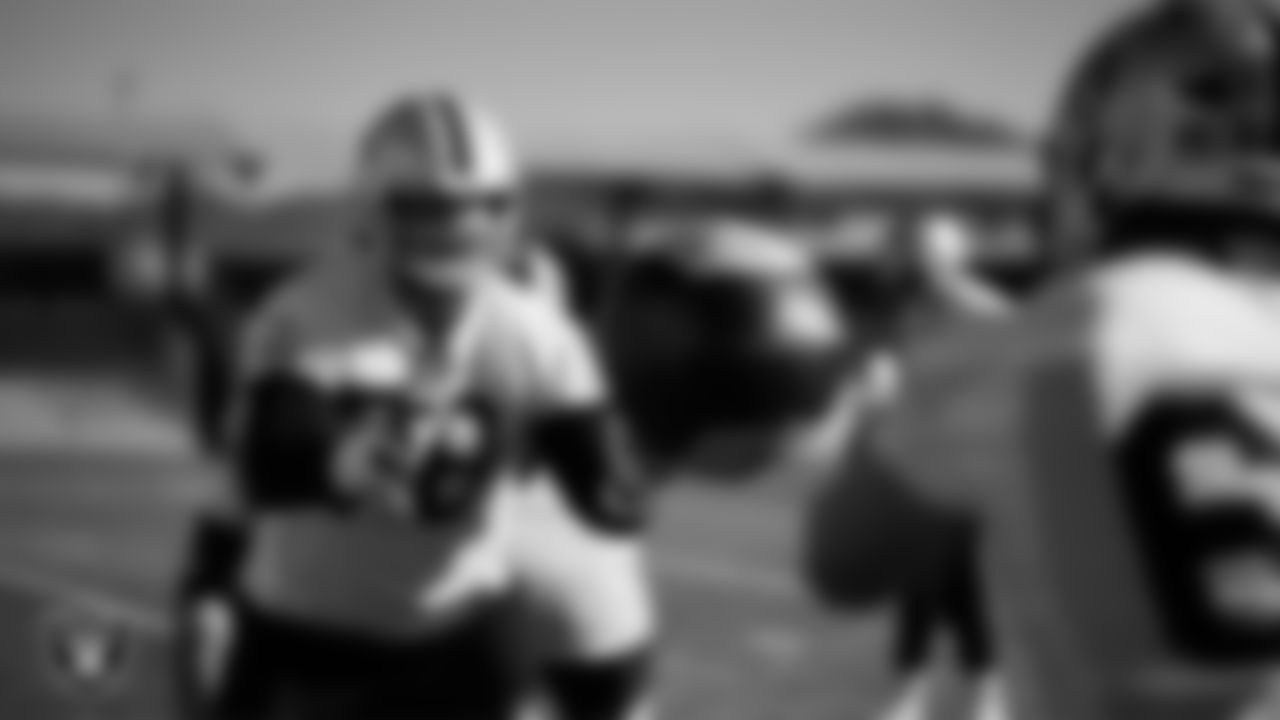 Las Vegas Raiders tackle Dalton Wagner (78) during practice at Intermountain Health Performance Center.