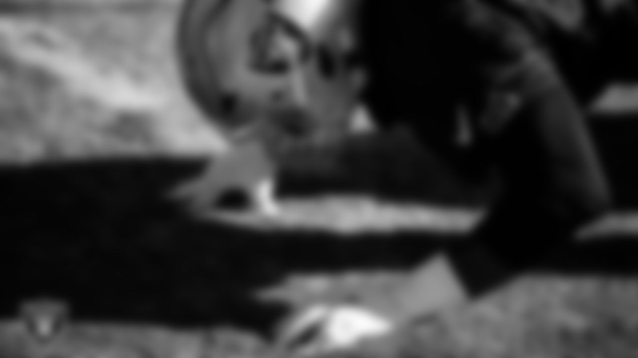 Las Vegas Raiders defensive tackle Jonah Laulu (96) during practice at Intermountain Health Performance Center.