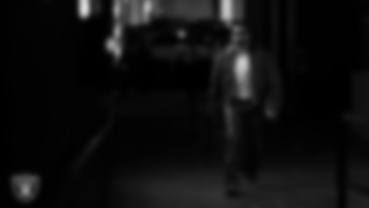 Las Vegas Raiders linebacker Jamal Adams (33) arrives to the regular season home game against the Tennessee Titans at Allegiant Stadium.