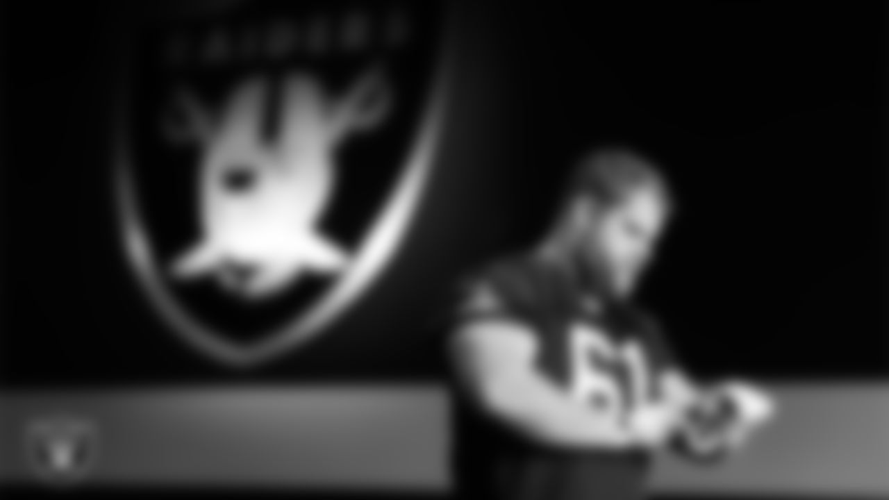 Las Vegas Raiders center/guard Jordan Meredith (61) in the weight room during practice at Intermountain Health Performance Center.