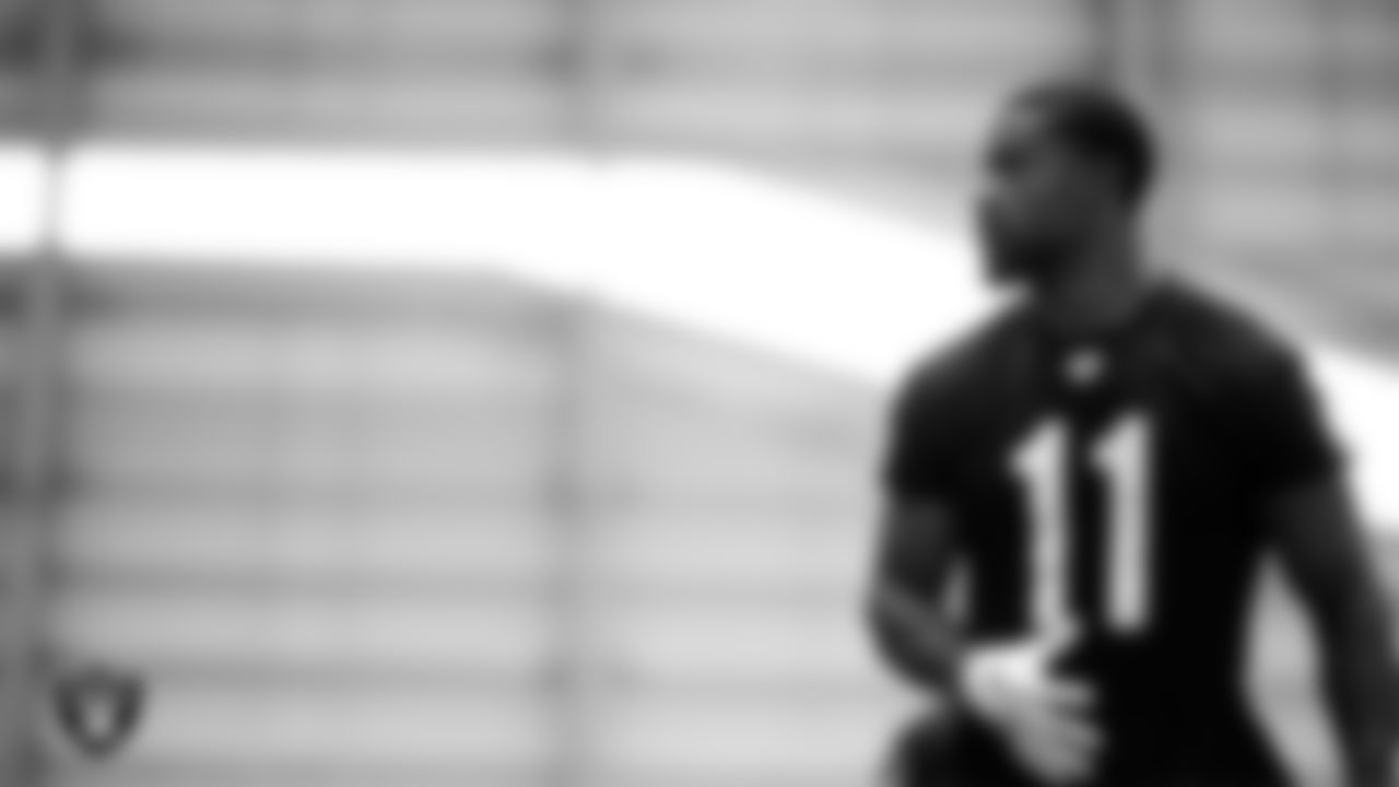 Las Vegas Raiders safety Jeremy Chinn (11) at a workout during phase two of the offseason program at Intermountain Health Performance Center.
