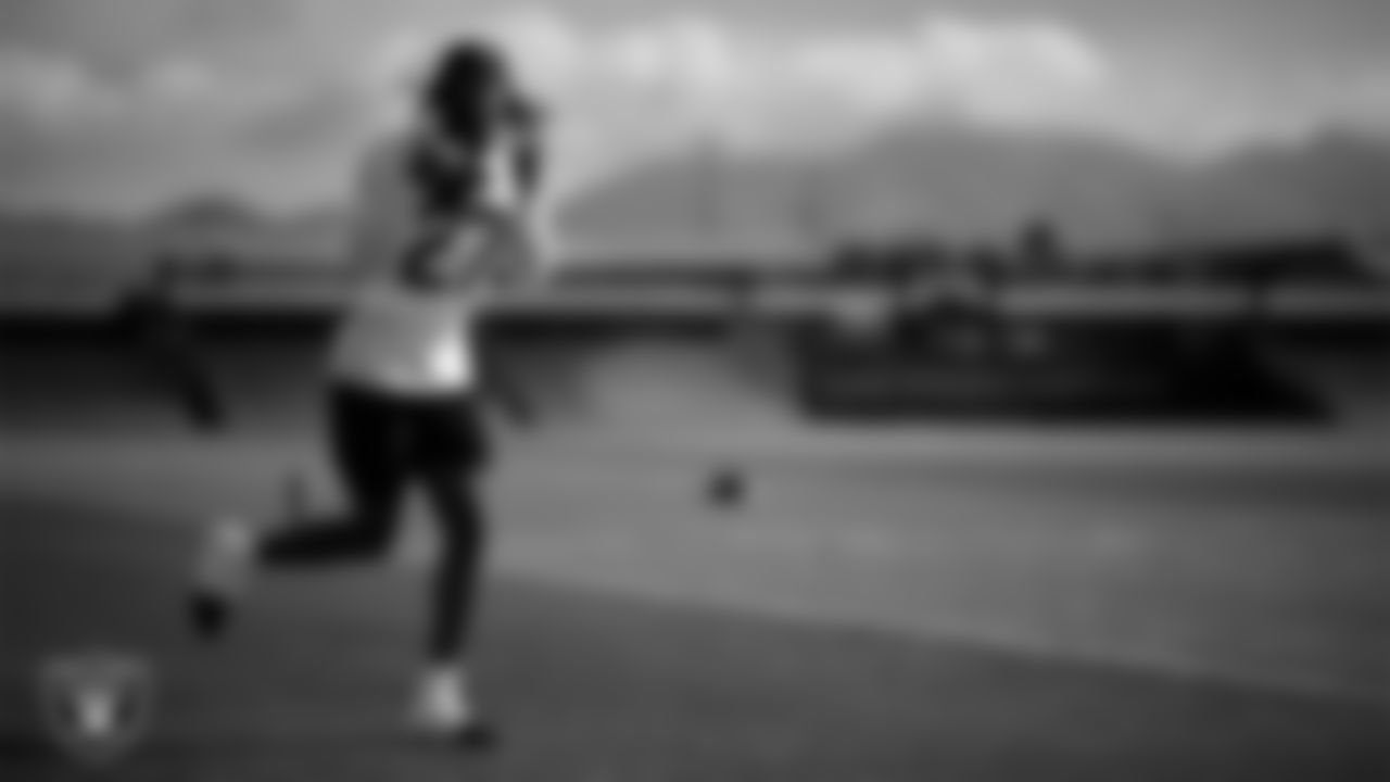 Las Vegas Raiders wide receiver Dont'e Thornton Jr. (10) during practice at Intermountain Health Performance Center.