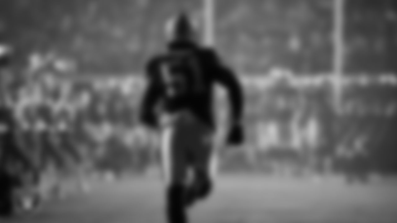 Las Vegas Raiders defensive end Malcolm Koonce (51) is introduced onto the field before the regular season home game against the Dallas Cowboys at Allegiant Stadium.