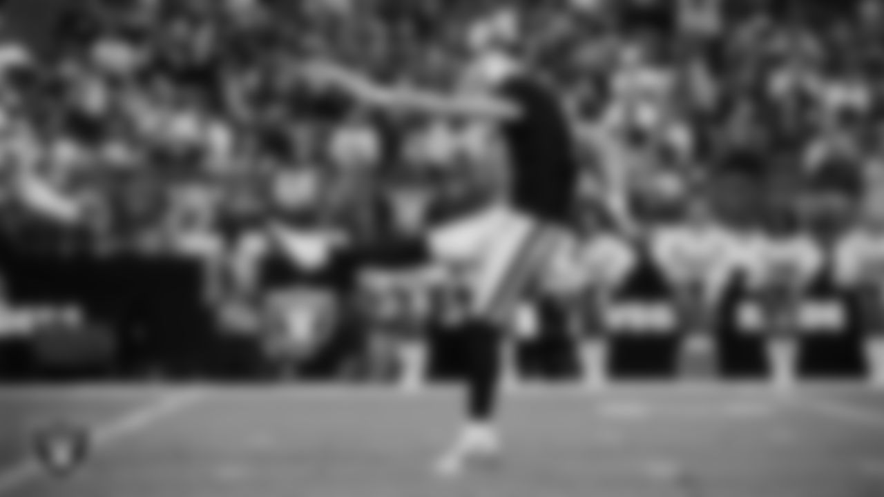 Las Vegas Raiders punter AJ Cole (6) punts during the regular season home game against the Cleveland Browns at Allegiant Stadium.