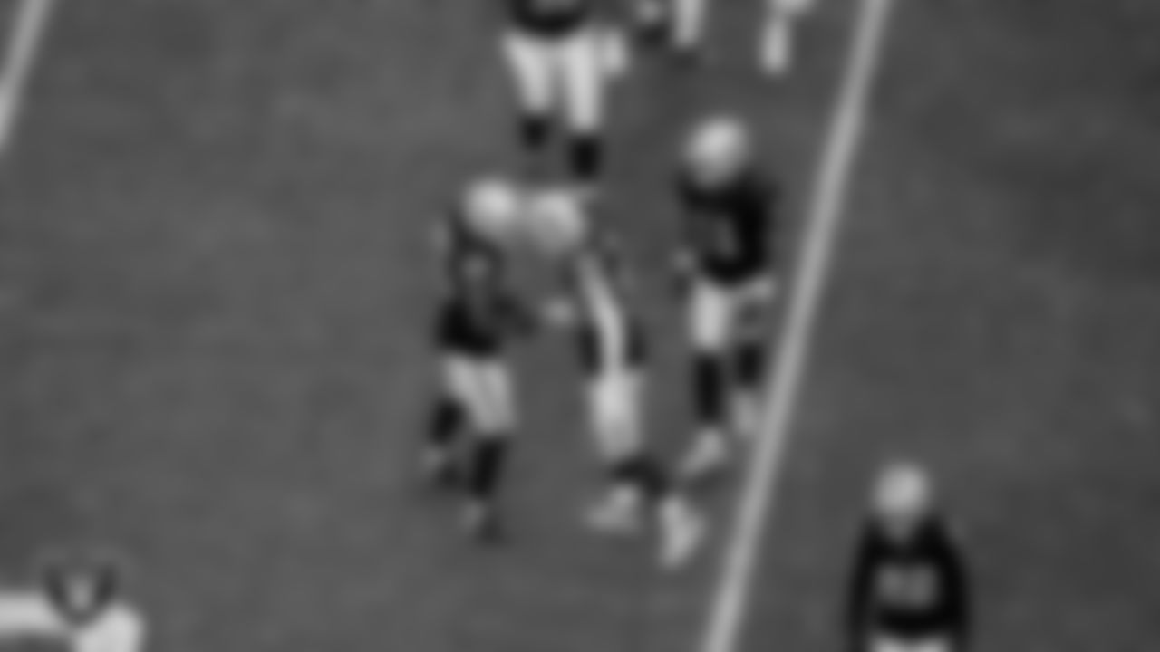 Las Vegas Raiders defensive end Charles Snowden (49) and defensive end Maxx Crosby (98) during the regular season home game against the Cleveland Browns at Allegiant Stadium.