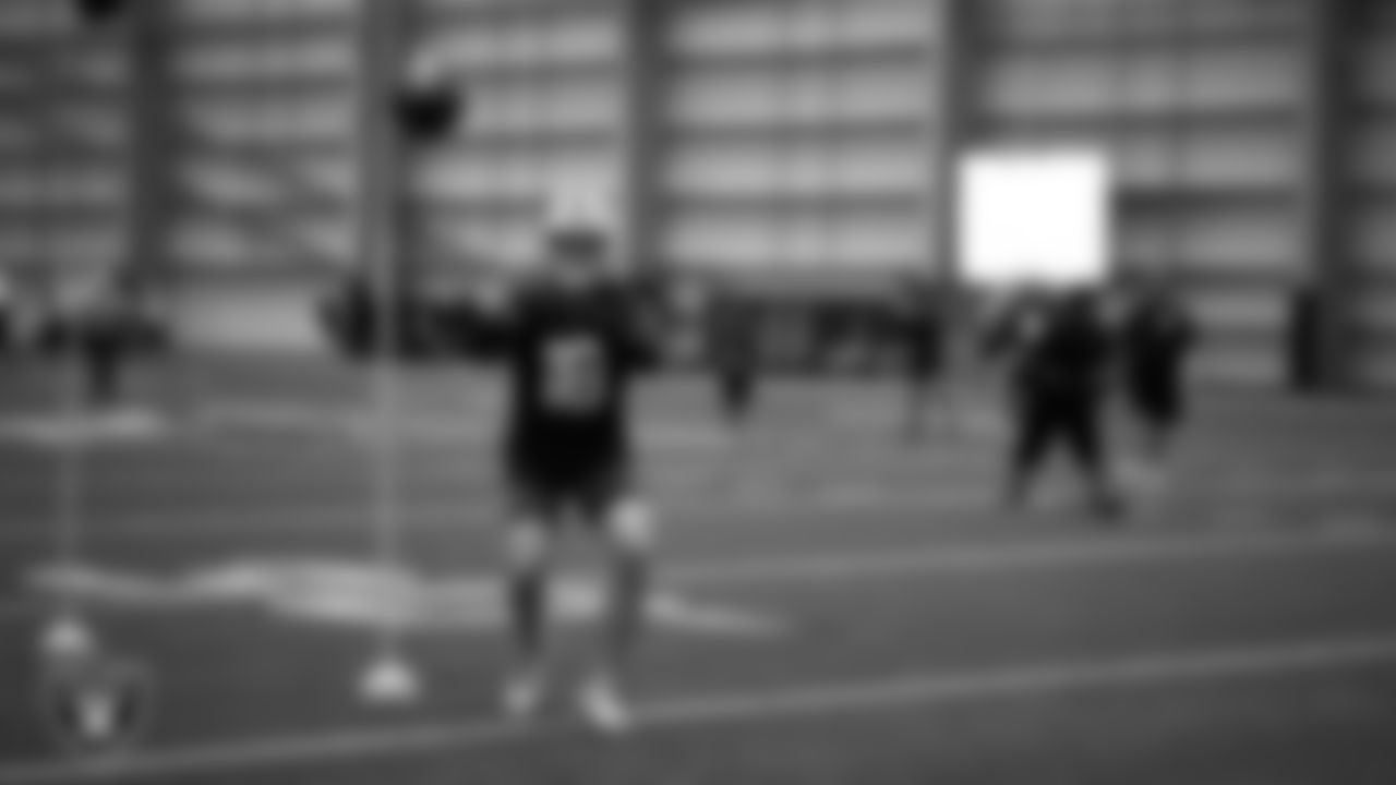 Las Vegas Raiders wide receiver Jack Bech (18) during practice at Intermountain Health Performance Center.
