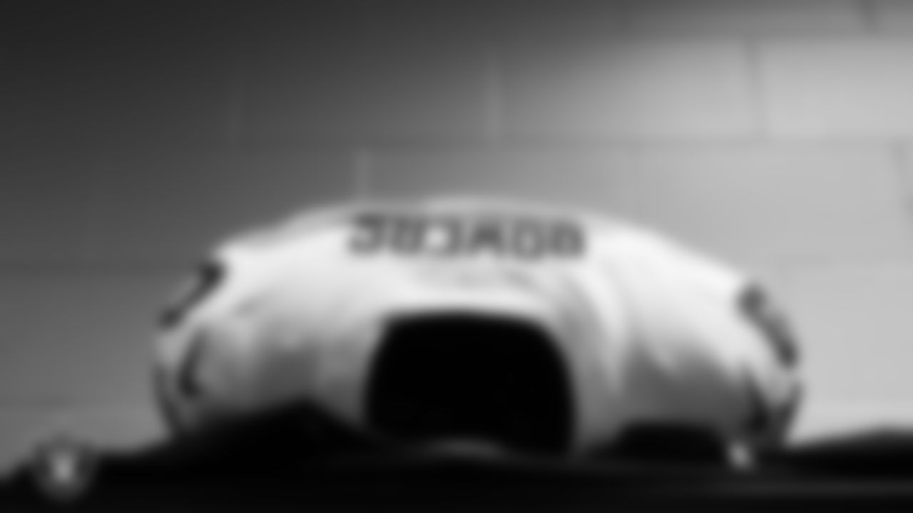 Las Vegas Raiders tight end Brock Bowers' (89) pads in the locker room prior to the Raiders' arrival for their regular season away game against the Houston Texans at NRG Stadium.