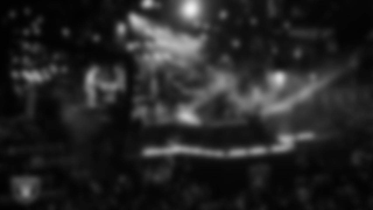 The Raiders House Band performs before the regular season home game against the Dallas Cowboys at Allegiant Stadium.