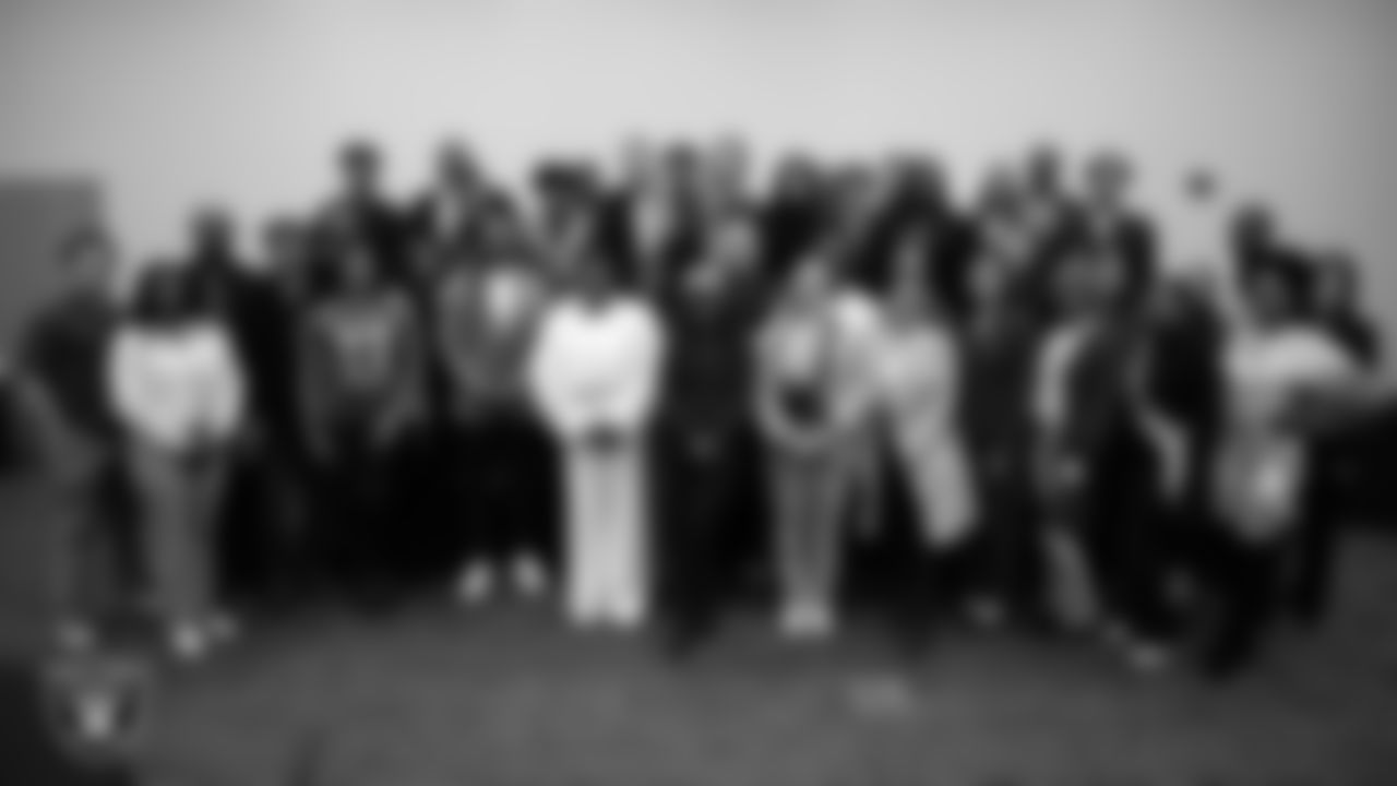 Members of the Las Vegas Raiders, NFL and students of UNLV pose for a photo during the Trailblazers in Las Vegas event at UNLV.