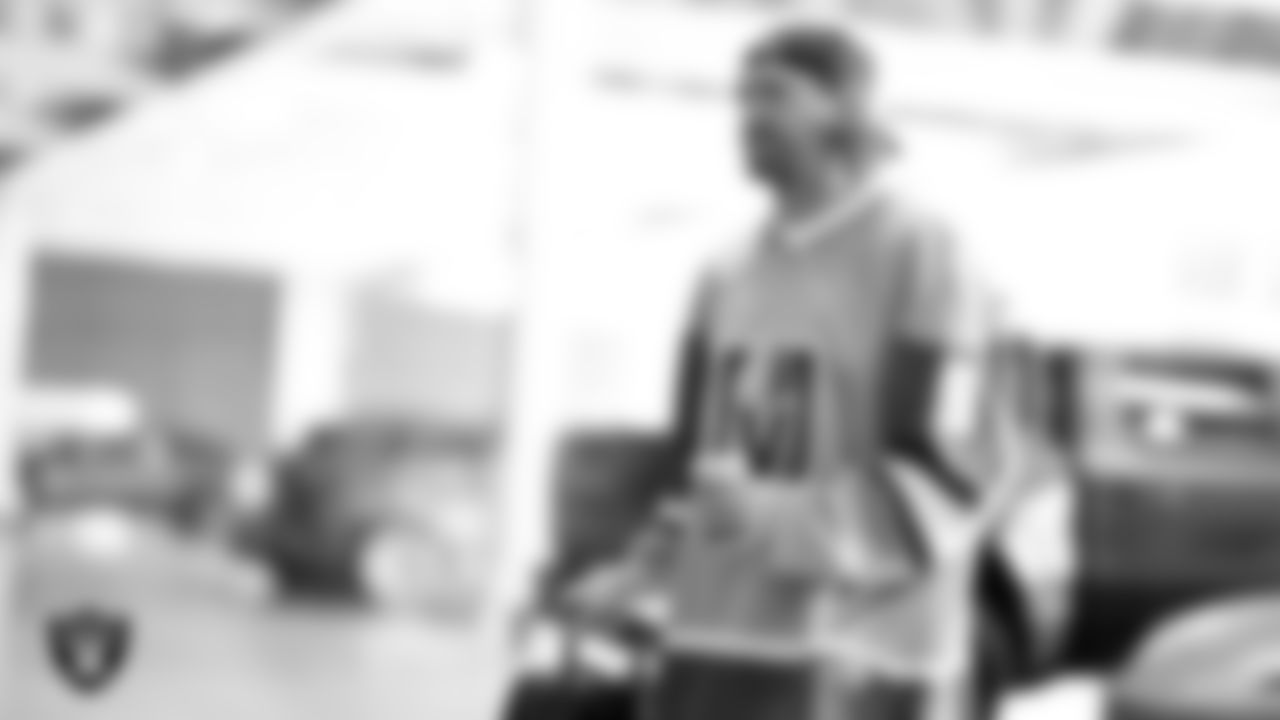 Las Vegas Raiders punter AJ Cole (6) arrives to the regular season home game against the Cleveland Browns at Allegiant Stadium.