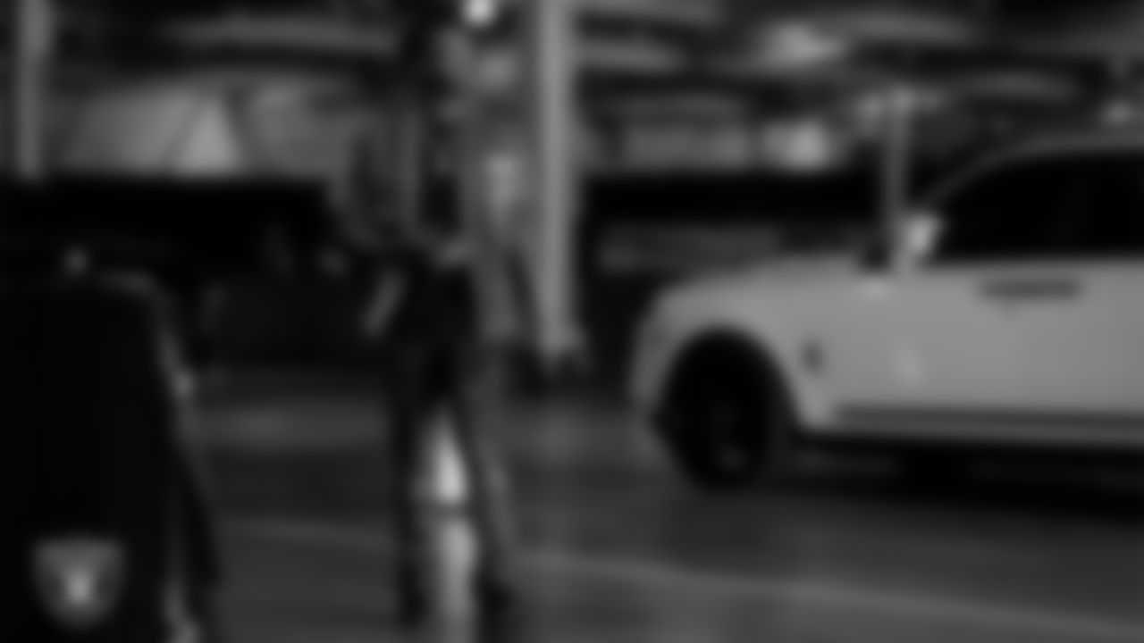 Las Vegas Raiders wide receiver Justin Shorter (88) arrives to the regular season home game against the Denver Broncos at Allegiant Stadium.