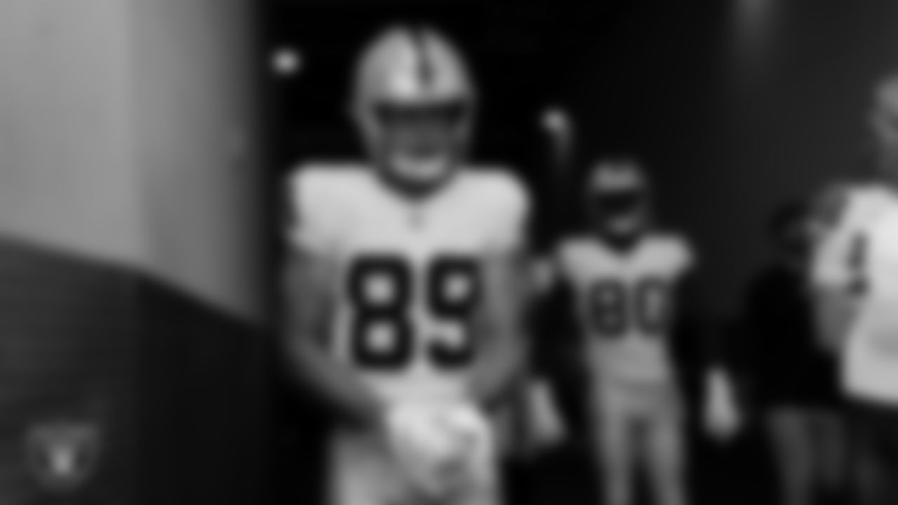 Las Vegas Raiders tight end Brock Bowers (89) walks down the tunnel before the regular season away game against the Los Angeles Chargers at SoFi Stadium.