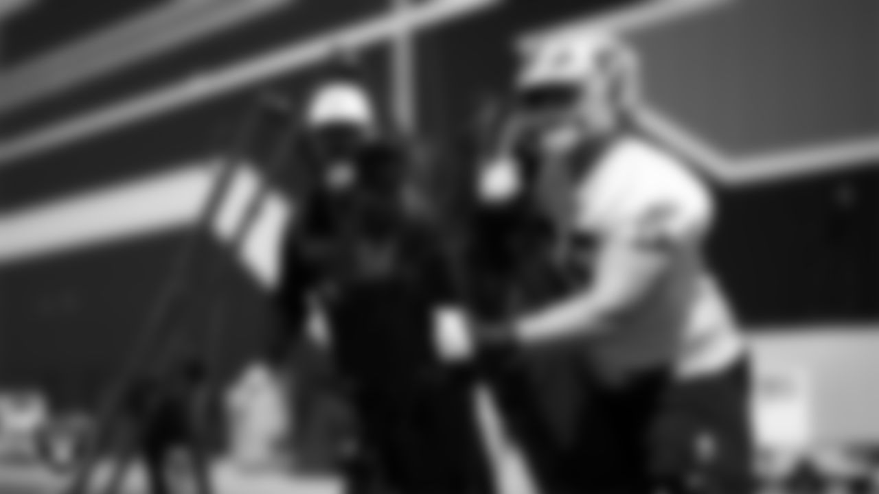 Las Vegas Raiders guard Alex Cappa (65) at an Organized Team Activity (OTA) at Intermountain Health Performance Center.