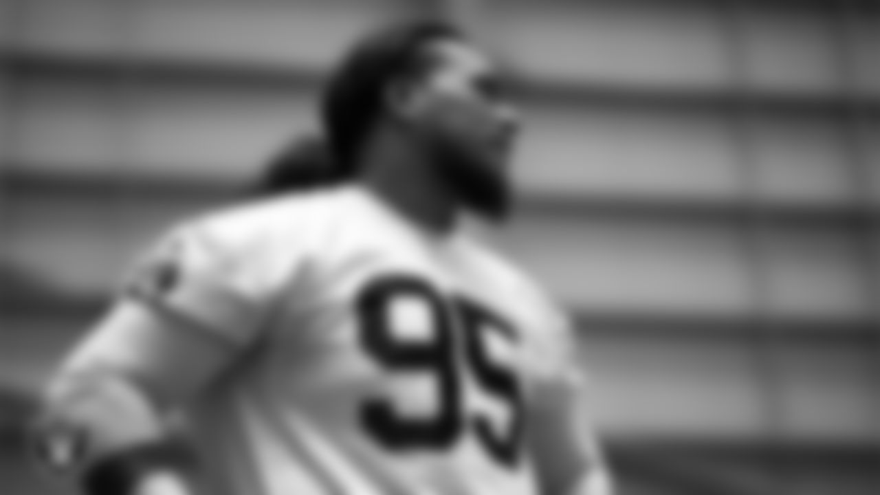 Las Vegas Raiders defensive tackle Leki Fotu (95) during practice at Intermountain Health Performance Center.