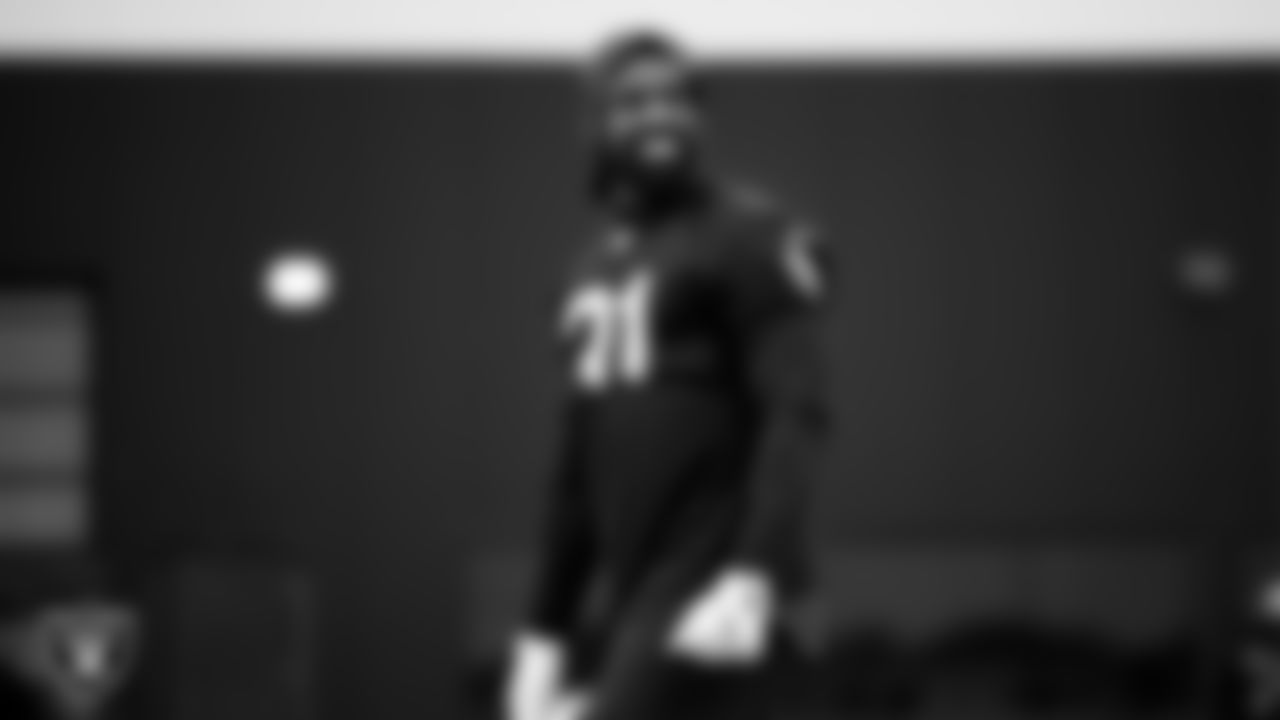 Las Vegas Raiders running back Raheem Mostert (31) during practice at Intermountain Health Performance Center.