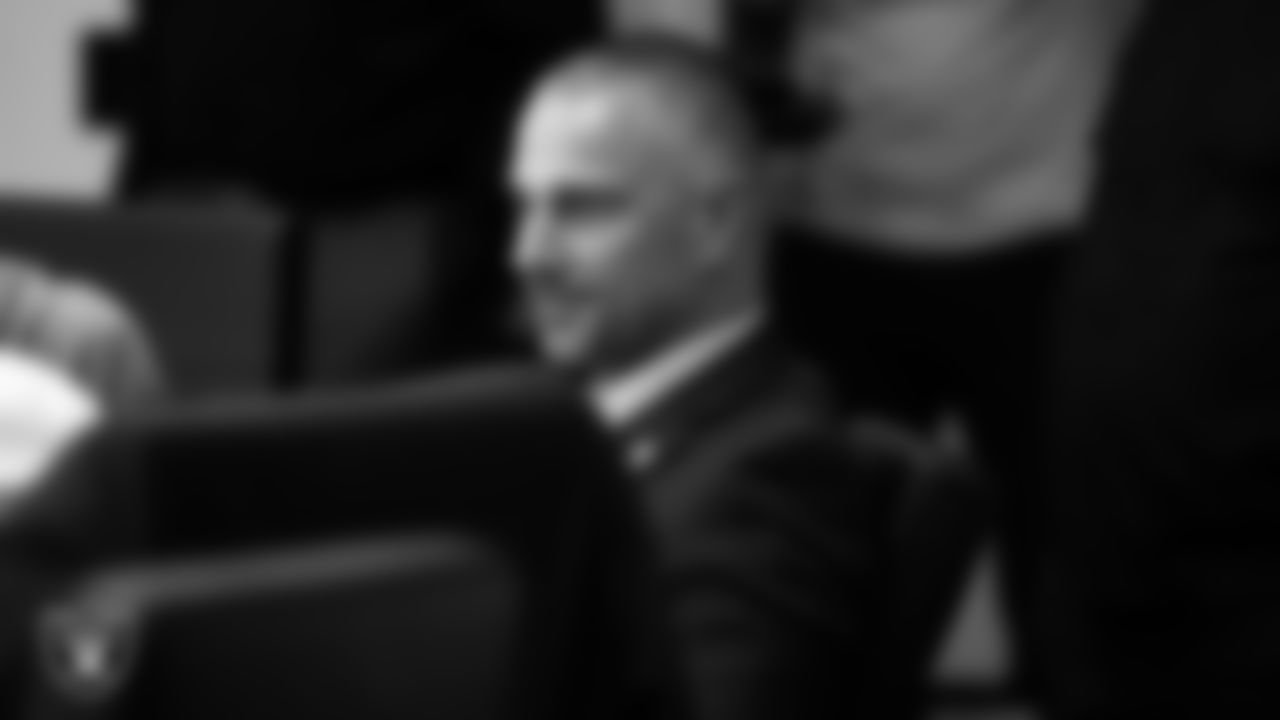 Las Vegas Raiders General Manager John Spytek in the draft room on day 1 of the 2025 NFL Draft at Las Vegas Raiders Headquarters.