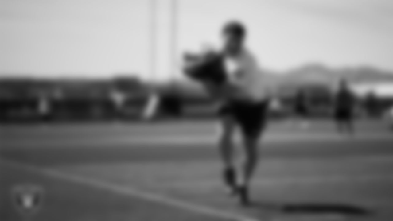 Las Vegas Raiders running back Dylan Laube (23) at a workout during phase two of the offseason program at Intermountain Health Performance Center.