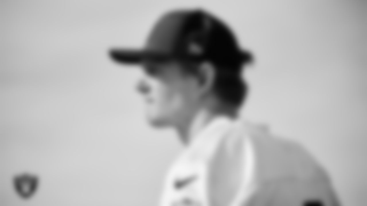 Las Vegas Raiders kicker Daniel Carlson (8) during practice at Intermountain Health Performance Center.