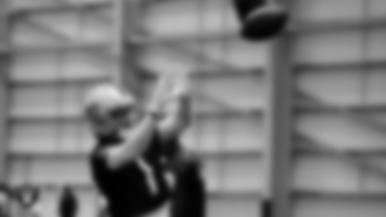 Las Vegas Raiders wide receiver Tre Tucker (1) during practice at Intermountain Health Performance Center.